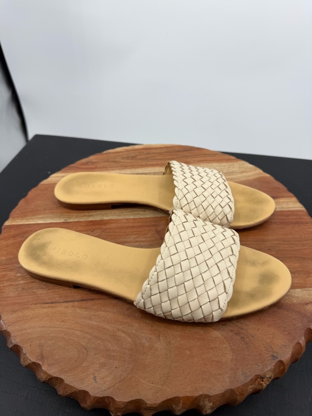 Nisolo Isla Woven Slide Sandals handwoven leather straps cushioned insole sz 8.5